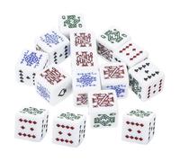Hohopeti 16Mm White Square Corner Poker Dice Set 16Pcs Portable Game Dice Props for Board Games Liars and Craps Accessories
