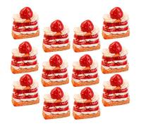 Hohopeti 16pcs Realistic Strawberry Cakes Artificial Fake Food Models for Shop Accessories Home Decorations Lightweight Cake Dummies for Photography Props