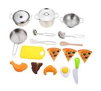 Hohopeti 1Set Cooking Stainless Kitchen for Boys Realistic Cookware Kit for Pretend Play Educational for Cognitive Development and Parent Interaction