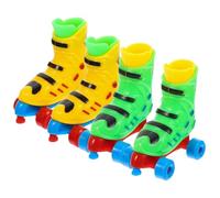 Hohopeti 2 Pair Finger Roller Skates Lightweight Portable Finger Skateboard Model Stress Relief Educational Gift for Adults Random Color