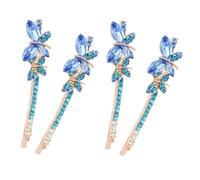 Hohopeti 2 Pairs Blue Rhinestone Butterfly Hair Barrettes Sparkling Hair Clips for Women Party Cosplay Christmas Accessories