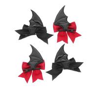 Hohopeti 2 Pairs Devil Wings Hair Clips Lightweight Bat Wing Hair Decorations for Halloween Party Styling and DIY Costume Accessories Comfortable Goth Headpieces in Black and Red