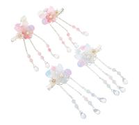 Hohopeti 2 Pairs Hanfu Hair Clips Tassel Flower Barrettes for Princess Accessories Traditional Chinese Styling for Costumes and Daily Wear with Elegant Classical Design