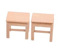 Hohopeti 2 Pcs Miniature Wooden Dollhouse Stool Tiny Bench Decor Mini Wood Chair for Doll House Furniture Accessories with Realistic Design for Miniature Scenes