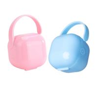 Hohopeti 2 pcs Pacifier Holder Case Portable Thickened Storage Box for Travel PP Material Protective and Easy to Clean Convenient Carry for Boy Girl Pink Blue