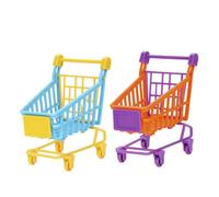 Hohopeti 2 Pcs PVC Mini Shopping Cart for Simulation Trolley with Dolls Storage Rack Role Play Educational for Fine Motor Skills and Creativity Development Random Color Random Color