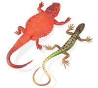 Hohopeti 2 Pcs Realistic Lizard Figurines Set Green M-1511 Four-legged Lizard Color-changing By8003 Tpr Material Animal Models Desktop Decoration Prank