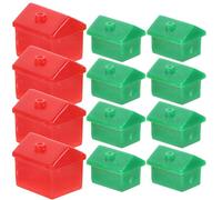 Hohopeti 2 Sets Board Game Pieces Replacement - Green Small House and Red Hotel Chessmen for Family Board Games Accessories