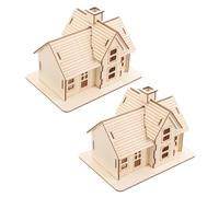 Hohopeti 2 Sets DIY Wooden House Puzzle Assembly Wood Model Uncolored Miniature Log Cabin for Adults and Creative Paintable Puzzle Craft Gift for Christmas Birthday