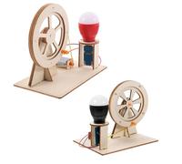 Hohopeti 2 Sets Hand Crank Generator DIY Science Experiment for Manual Mechanical Model for Learning Basic Electrical Principles Educational Stem Assembly Kit with Light Bulb Random Color