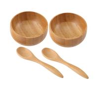 Hohopeti 2 Sets Natural Bamboo Facial Mask Bowls with Spoons Beauty Accessory for DIY Skin Care Mixing Bowls for Homemade Face Masks and Massage Oil Blending Mini Makeup Tools in Chestnut