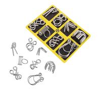 Hohopeti 2 Sets Nine Ring Buckle Disentanglement Puzzle Iq Educational Metal Brain Teaser Game for Adults Portable Intelligence Game