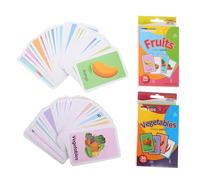 Hohopeti 2 Sets Preschool Flash Cards for Cognitive Learning Educational with Fruit and Vegetable Themes Speech Therapy Materials for Skin-friendly for Early Childhood Development