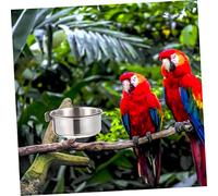 Hohopeti 2 Sets Stainless Steel Parrot Water Cups Bird Cage Feeders Hanging Bird Water Dispensers for Cockatiels Finches Doves and Pets Easy to Install and Remove