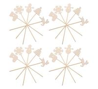 Hohopeti 20pcs Christmas Fairy Wood Wands with Reindeer Snowman Unfinished Wooden DIY Painting Craft Sticks for Holiday Costume Cosplay Party Prop