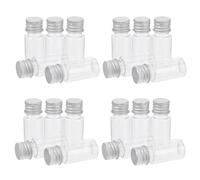 Hohopeti 20pcs Clear Plastic Vials with Aluminum Screw Caps Leakproof Small Bottles for Perfume Sample Storage Aromatherapy Cosmetics Essential Oils Travel Dispensing Containers