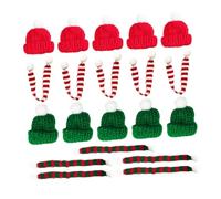 Hohopeti 20pcs Miniature Scarf Decorations Xmas Scarf Christmas Miniature Mini Knit Plaid Christmas Mini Hat