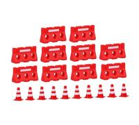 Hohopeti 20pcs Miniature Traffic Cones and Red Traffic Fence Models for Lightweight Plastic Road Sign Educational DIY Safety Accessories for Preschool Learning and Role Play