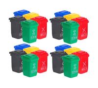 Hohopeti 20pcs Miniature Trash Can Ornaments with Lid Realistic Dollhouse Garbage Bins for Desk Bedroom Home Educational Sorting Tool for Portable Small Wastebasket Models for Festival