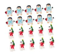 Hohopeti 20pcs Resin Miniature Christmas Figurines Xmas Penguin and Bear Decorations for Party Desktop Snow Globe Bonsai Festive Holiday Craft Supplies