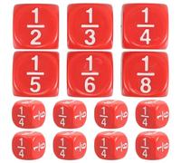 Hohopeti 20pcs Rounded Corner Fraction Dice Acrylic Multi Sided Educational Maths Games for Classroom Learning and Home Teaching Accessories