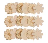 Hohopeti 20pcs Wooden Flower Ornaments for DIY Craft with Natural Jute Strings Unfinished Sunflower Cutouts for Painting Creative Decoration and Hand-Painted Art Projects