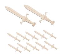 Hohopeti 20pcs Wooden Sword Craft Unfinished Pirate Theme Wood Slices for DIY Painting and Hanging Ornaments Solid Natural Wood Material for Creative Outdoor Play and Party Decorations
