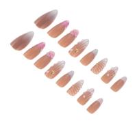 Hohopeti 24Pcs 3D Floral Press on Nails Full Cover False Nail Tips Jelly Gel Manicure Fingernails for Women Party Holiday Wearable