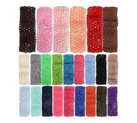 Hohopeti 24Pcs Elastic Crochet Headbands for Babies and Toddlers, Comfortable Stretch Hairband, for Attaching Bows or Flowers, Baby Hair Accessories