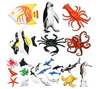 Hohopeti 24pcs Mini Ocean Animal Figurines Set, Realistic Plastic Sea Creatures for Educational Play and Marine Biology Decor, Includes Miniature Fish and Marine Ornament for