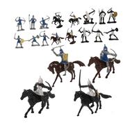 Hohopeti 28pcs Miniature Knight Figurines Soldiers Models Horse for Supply Sand Table Decoration Garden Display