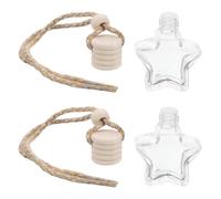 Hohopeti 2pcs 10ml Star-shaped Aromatherapy Car Pendant Bottles with Gold Thread, Glass Car Diffuser Bottles for Vehicle Air Freshener and Interior Decoration