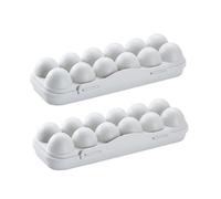 Hohopeti 2pcs 12-compartment Egg Storage Box Gray Refrigerator Egg Container Kitchen Fridge Holder for Household Preservation