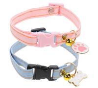 Hohopeti 2Pcs Adjustable Breakaway Cat Collar with Pendant Lightweight Neckwear for Kittens Cats Cute Designs Paw for Daily Wear and Special
