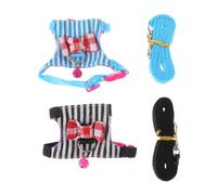 Hohopeti 2pcs Adjustable Hamster Harness Set Leash, Comfortable Small Pet Chest Strap for Rats and Chinchillas, Blue and Black Striped, Size S, Suitable for Outdoor Walking and Training