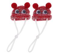 Hohopeti 2pcs Adjustable Knitted Small Animal Hats Set for Hamsters Guinea Pigs Birds Soft Breathable Mini Pet Headwear with Cord Lock Cute Lightweight Funny Accessories for Daily Wear and