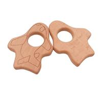 Hohopeti 2pcs Airplane Teething Toy Food Grade Wooden Animal Teether for Sensory Exploration Self-Soothing Pain Relief Teether