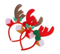 Hohopeti 2pcs Antler Headband Artificial Dear Antlers Xmas Hair Clips Guest Brown Boy Chef Small Party Merry Girl Fawn Fluffy Velvet Headbands Anti- Elk Women Lily Flannel