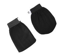 Hohopeti 2pcs Black Exfoliating Bath Gloves Set with Rough Right-Angle and Smooth Rounded Corners, Body Scrubber Shower Mitts for Deep Dead Skin Removal and Shower Cleaning at Home