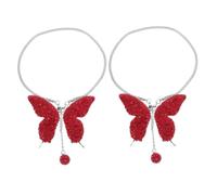 Hohopeti 2pcs Bling Rhinestone Butterfly Car Rear View Mirror Pendant Lightweight Hanging Charms for Women Easy to Install Decorative Crystal Accessories Red Car Interior Ornament for