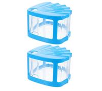 Hohopeti 2pcs Blue Mini Fish Tanks with LED Light, Small Desktop Betta Aquariums for Home Ecological Fish Keeping, Compact Plastic Aquarium Decorations