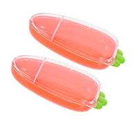 Hohopeti 2pcs Carrot Shaped Snack Container with Lid Clear Double Compartment Plastic Food Storage Box for Fresh Keeping Portable Lunch Box for Picnics Office Meals and Snack Organization