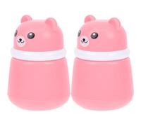 Hohopeti 2pcs Cartoon Bear Talcum Powder Puff Box Small Powder Container Pink Cosmetic Case for Travel and Home Use