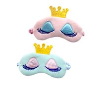 Hohopeti 2pcs Cartoon Cotton Eye Patch with Ice Bag Soft Sleeping Blindfold Eye Cover for Travel and Home Blue and Pink Crown Pattern Fashion Sleep Mask