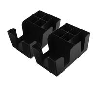Hohopeti 2pcs Coffee Bar Organizer Storage Box with Dividers for Tea Bags Sugar Packets Countertop Desktop Rack Black PP Material