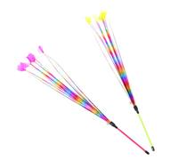Hohopeti 2pcs Colorful Cat Teasing Wand Kitten Interactive for Indoor Cats Pet Supplies with Bright Mixed Colors for Play and Exercise
