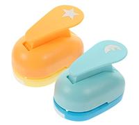 Hohopeti 2pcs Craft Shape Hole Punch Moon Star Designs for Scrapbooking Card Making Paper Crafts Easy Use Punchers for Boys and Girls Art Projects Creative Designs