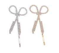 Hohopeti 2pcs Creative Rhinestone Scissors Hairpin Shiny Luxury Barrette Hair Accessories in Gold Silver Elegant Hair Clips for Women Occasions