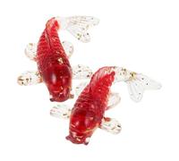 Hohopeti 2pcs Crystal Koi Fish Ornament Hand-polished Goldfish Figurines with Red Glass and Gold Foil Elegant Miniature Animal Decoration for Home Office Desktop Gift for Women Men