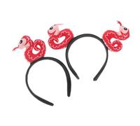 Hohopeti 2pcs Cute Stuffed Snake Headbands for Women Thin Zodiac Hairbands Chinese Year Accessories Red National Style Festive Cartoon Design Party Hair Hoops